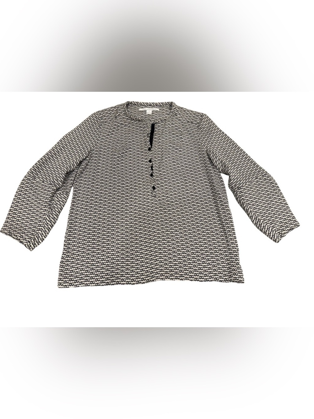 Diane Von Furstenberg Silk blouse Monochrome Patterned size 10 black and white